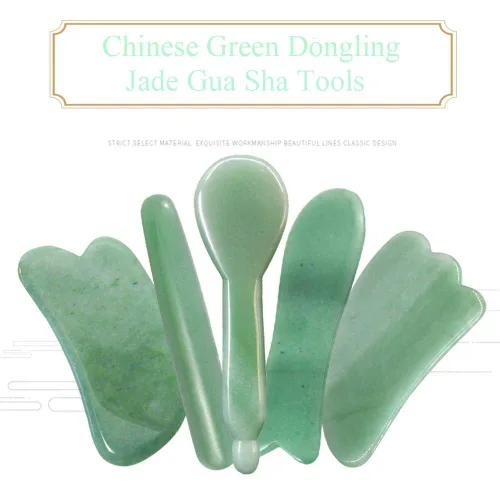 Vista 7 de Herramienta facial de Gua Sha para la barbilla herramienta de masaje de piedra de jade natural Gua Sha Junta para terapia de acupuntura de spa