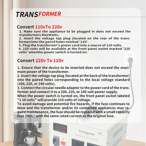 Vista 4 de Convertidor de voltaje reductor de 2000 vatios 220 V a 110 V para electrodomésticos de EE. UU., Canadá, Japón, uso en Europa y Asia, sistema