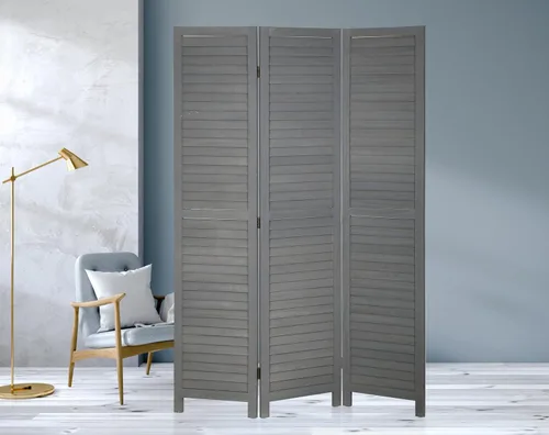 Vista 9 de Divisor de habitación de 3 paneles – Divisor de madera de 47.7 pulgadas de ancho y pantalla de privacidad plegable, 67 pulgadas de alto – Partición
