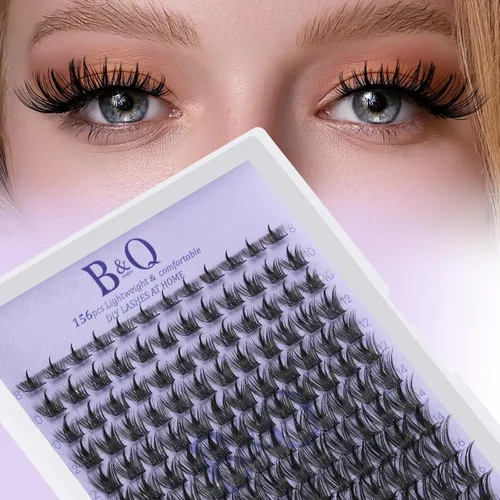 Vista 10 de B&Q Racimos de pestañas finas completos B49, racimos de pestañas 156 piezas, extensiones de pestañas cómodas en bandeja, 8-18 mm, pestañas