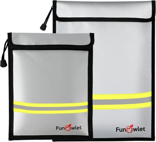 Vista 7 de Bolsa impermeable ignífuga para documentos de dinero, paquete de 2 bolsas seguras con cremallera, bolsa organizadora de almacenamiento resistente al
