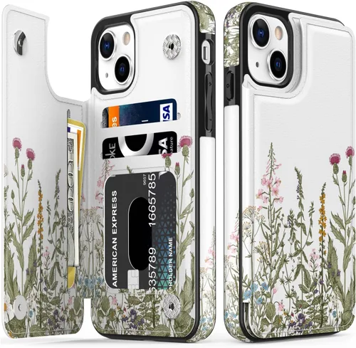 Vista 598 de LETO para iPhone 15 Pro Funda tipo cartera - Tapa tipo folio con patada - Diseños de moda - Tarjetero - Funda protectora para mujeres y niñas - 6.1