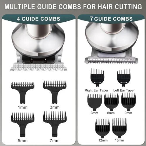 Vista 6 de Hatteker Cortadora de barba para hombres, maquinilla de afeitar eléctrica impermeable, cortadora de pelo inalámbrica, kit de afeitado para nariz