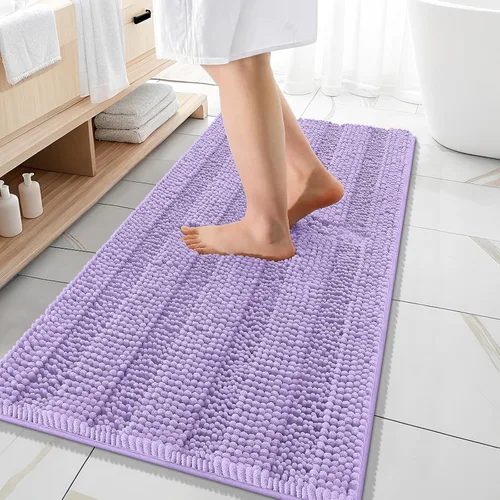 Vista 162 de OLANLY Tapetes de baño gruesos de chenilla a rayas de 30 x 20 pulgadas, extra suaves, absorbentes, con parte trasera de goma, se pueden lavar