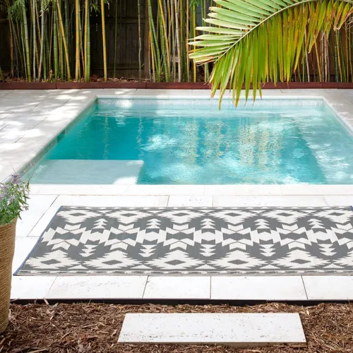 Vista 40 de Fab Habitat - Alfombra de exteriores, impermeable, resistente a la decoloración, sin arrugas, plástico reciclado de primera calidad, estilo kilim