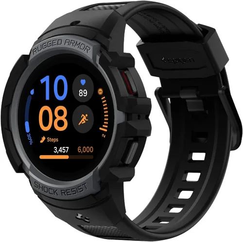 Spigen Rugged Armor Pro - Correa diseñada para Samsung Galaxy Watch FE (2024), 5 de 1.575 in (2022), 4 de 1.575 in (2021) con protector de funda,