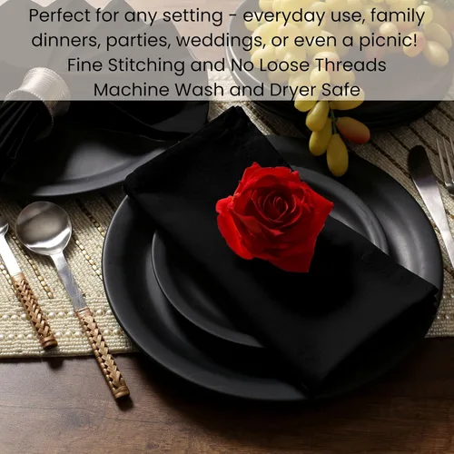 Vista 7 de Cotton Clinic Juego de 6 servilletas de cena 100% algodón, suaves, duraderas, reutilizables, de 17 x 17 pulgadas, para comedor, bodas, fiestas