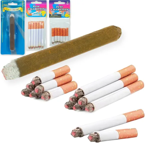 Cigarrillos falsos de hojaldre que hacen humo, 6 cigarrillos y 6 medios cigarrillos y 1 cigarros, cigarrillos de imitación con un aspecto realista,