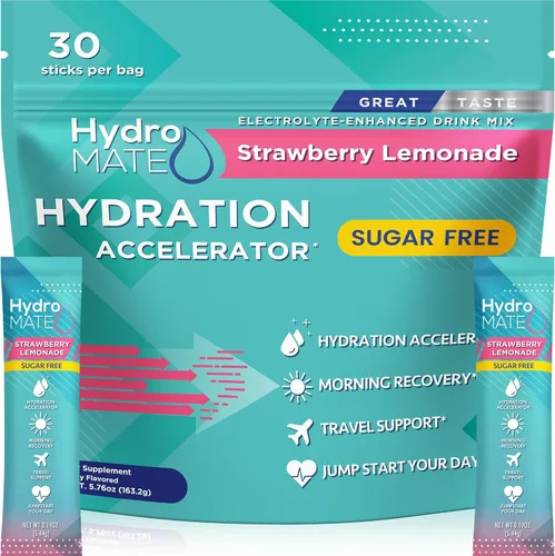 Vista 13 de Paquetes de hidratación sin azúcar en polvo de electrolitos Acai Berry HydroMATE 30 Sticks