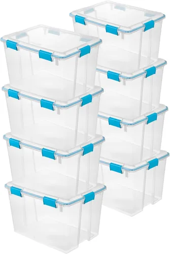 Vista 32 de Sterilite Paquete de 6 cajas de juntas, contenedores de almacenamiento resistentes a la intemperie con tapas de cierre, 7.5 cuartos de galón