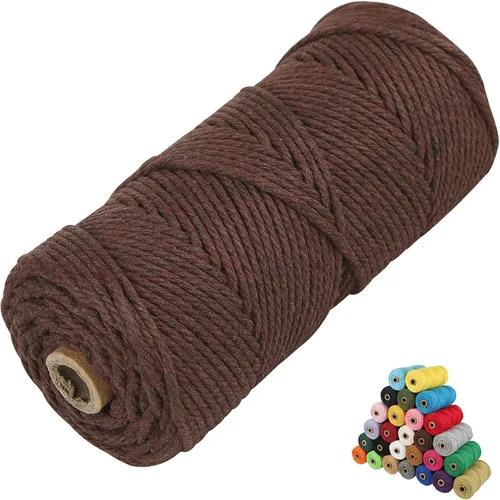 Vista 54 de Cordón de algodón para macramé, hilo torcido de 4 capas, cuerda de algodón natural, suministros perfectos de macramé, para hacer soportes colgantes