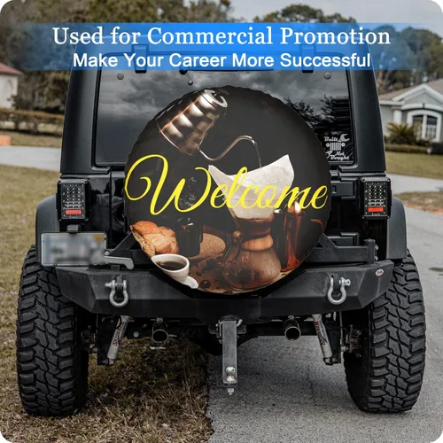 Vista 8 de Funda personalizada para neumático de repuesto, cubierta universal para rueda, añade tu propia foto, texto, logotipo, impermeable, a prueba