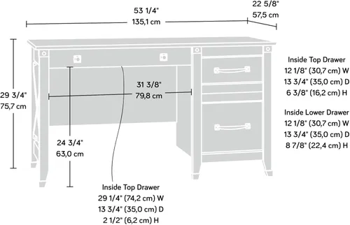 Vista 3 de Sauder Carson Forge Vintage Rustic Computer Desk for Home Office with Drawers, in Coffee Oak