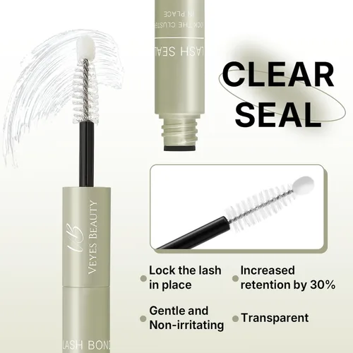Vista 4 de VEYESBEAUTY Pegamento de pestañas 2 en 1 impermeable para extensiones de pestañas, pegamento de pestañas de larga duración, fuerte sujeción, Blanco