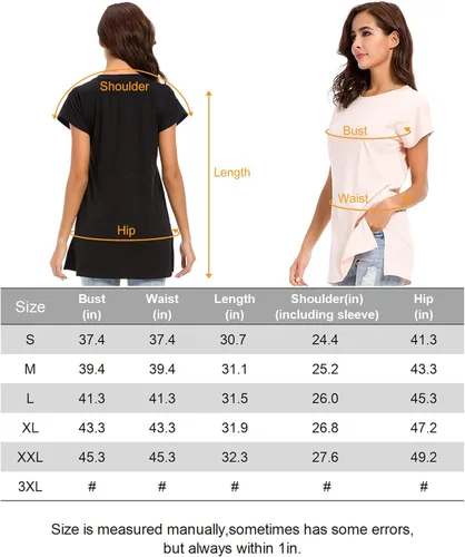 Vista 6 de LUSMAY Camiseta casual de manga corta con abertura lateral para mujer