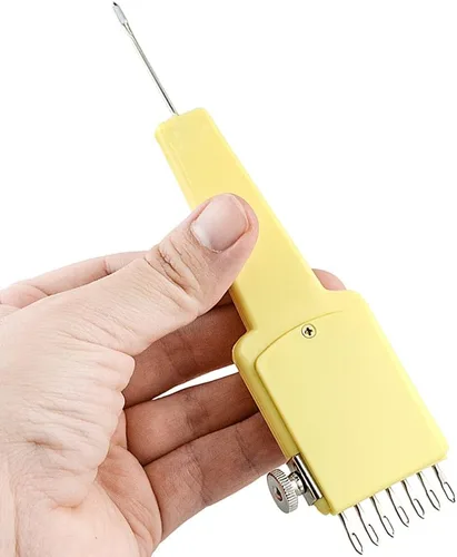 Vista 2 de Mollytek Herramienta de transferencia de máquina de tejer peine 1x7 agujas Herramienta de transferencia ajustable para máquina de tejer de 0.177