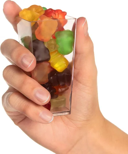 Vista 3 de LSR LORESO Paquete de 96 mini tazas de postre de 3 onzas con cucharas, taza de plástico transparente y alto cuadrado de 3 onzas, taza de plástico