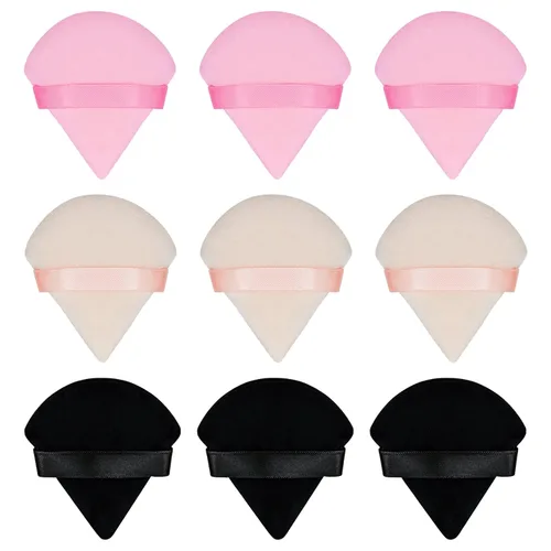 Vista 14 de 2 esponjas triangulares para polvo, esponja para maquillaje facial para polvo corporal suelto, herramienta de maquillaje de belleza, color negro