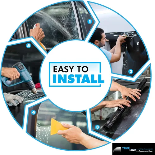 Vista 5 de TRUE LINE Automotive - Película de tinte para ventana de nano carbono - 5% de tinte (38'' de ancho x 10' de largo) - Bloquea 99% de los rayos UV