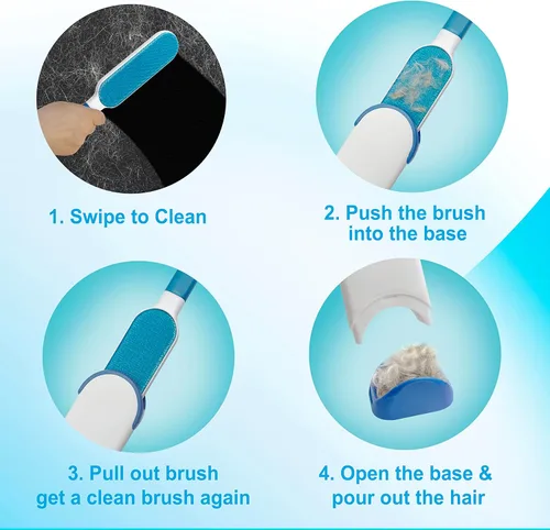 Vista 5 de Cepillo removedor de pelo de mascotas – Cepillo removedor de pelo de gato y perro, cepillo de pelusa de doble cara, cepillos limpiadores de pelo