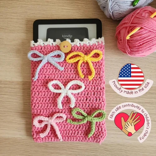 Vista 3 de Funda para Kindle tejida a mano, compatible con todos los modelos 5.5"- 7" (excepto Scribe), accesorios Kindle hechos a mano para mujeres, funda