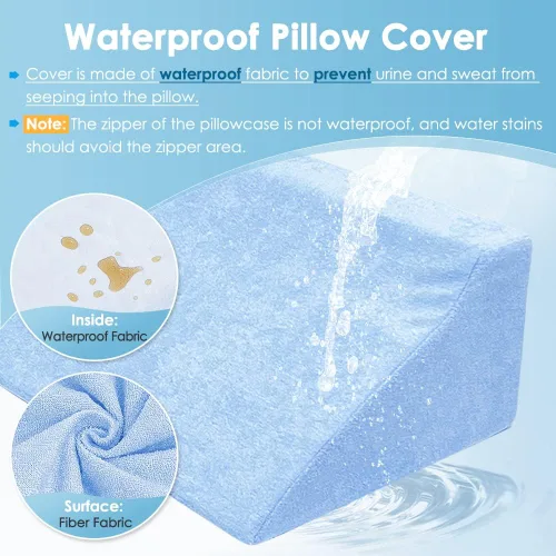 Vista 2 de Almohada de cuña para dormir de lado, cuñas de posicionamiento para llagas de cama, almohada médica rodante para ancianos, funda impermeable