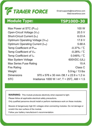 Vista 7 de Traver Force Panel solar de 100 vatios 10BB monocristalino 12V paneles solares para el hogar módulo solar de alta eficiencia cargador de energía