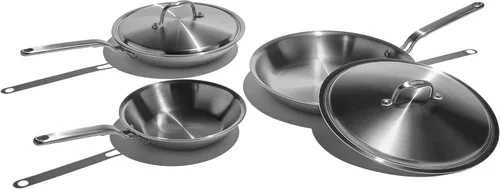 Vista 10 de Heritage Steel Eater Series - Juego de 3 sartenes para freír Fabricado en Estados Unidos Sartén de acero inoxidable de 5 capas totalmente