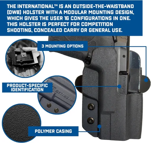 Vista 3 de Comp-Tac International OWB Funda para IDPA/USPSA Competition y EDC Viene con soporte para cinturón, soporte de paletas y desplazamiento de caída