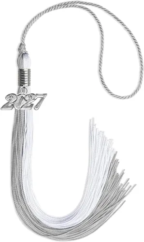 Vista 117 de Endea Graduation Borla de doble color con gota de fecha plateada (negro/oro antiguo, 2025)