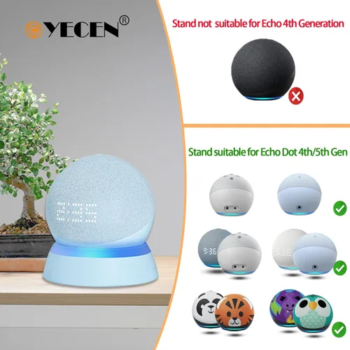 Vista 2 de C YECEN Soporte de mesa para Echo Dot de 5ª y 4ª generación, soporte de escritorio, soporte de base con guía de luz y con gestión de cables