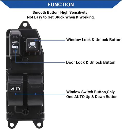 Vista 2 de Obaee - Interruptor maestro de ventana eléctrica para lado del conductor, compatible con Toyota Tundra 2000-2006 / Tacoma 2001-2011 / Sienna