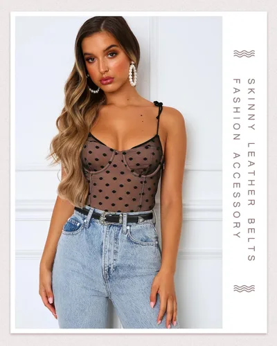 Vista 19 de SUOSDEY Cinturones ajustados occidentales de moda para mujer, cinturón de cuero ajustable para vestidos con hebilla vintage