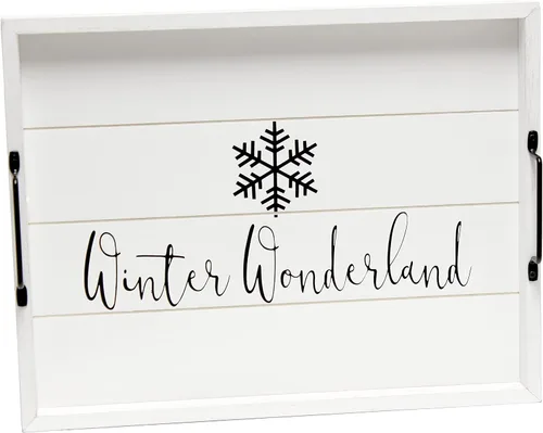 Vista 31 de Elegant Designs HG2013-GYS - Bandeja decorativa redonda de madera de 13.75" con asas, Bendecida y nunca estresada, gris