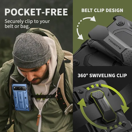 Vista 7 de Tongate Funda plegable para Google Pixel (2023), protector de pantalla integrado protección de bisagra Funda resistente de grado militar de doble