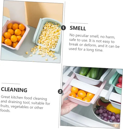 Vista 6 de UPKOCH 2 cestas de almacenamiento de plástico para frutas, contenedores de alimentos de plástico, cestas de almacenamiento para estantes, colador