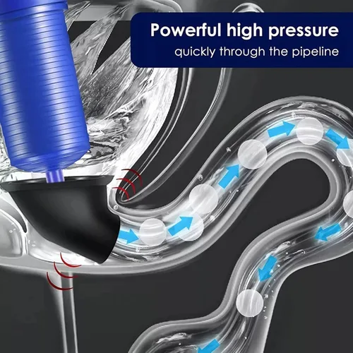 Vista 2 de Juego de émbolo de inodoro, removedor de obstrucciones de drenaje con ventosas de 4 tamaños, pistola de drenaje de aire de alta presión, abridor