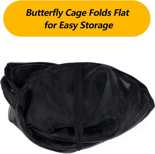 Vista 6 de Hábitat de mariposa monarca resistente de 30 pulgadas, jaula plegable para exteriores, terrario con protección de cremallera