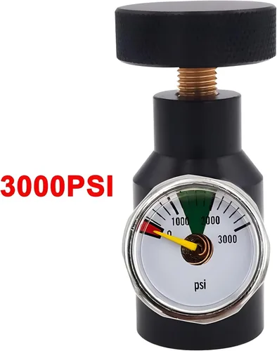 Vista 5 de Adaptador de llenado de rifle de aire PCP Paintball con manguera trenzada de 10 pulgadas y calibre de 3000 psi