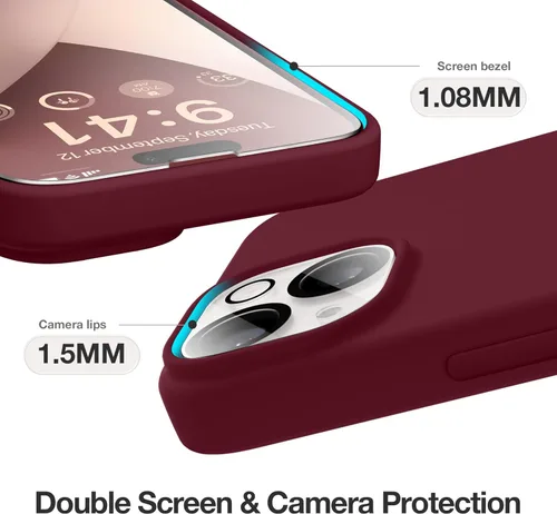 Vista 843 de GONEZ Funda magnética para iPhone 14, compatible con Magsafe, con protector de pantalla + protector de cámara, forro de microfibra antiarañazos