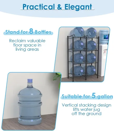 Vista 3 de mocomax Soporte para jarra de agua de 5 galones, soporte desmontable para botella de agua de 8 botellas, soporte para jarra de agua de 4 niveles
