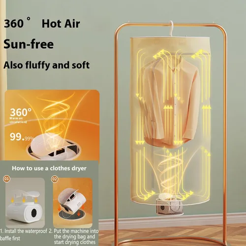 Vista 3 de Mini secadora multifuncional 3 en 1 para ropa, secadora de botas para botas de trabajo, calentador de escritorio, secadora de ropa, calentador