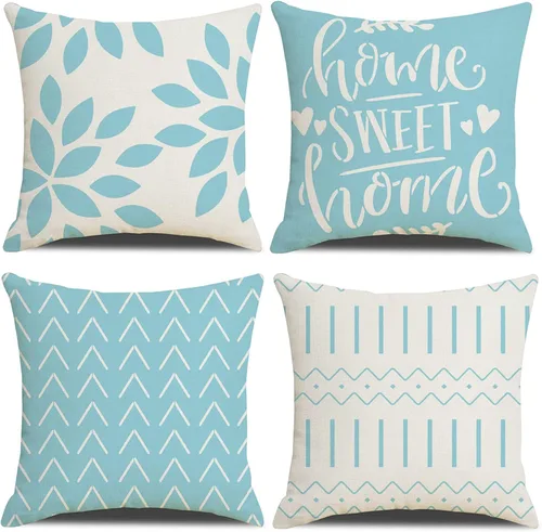 Vista 15 de Homefeelzydys Fundas de almohada de 16 x 16 pulgadas, fundas de almohada cuadradas de 16 x 16 pulgadas, juego de 4 fundas de almohada cuadradas