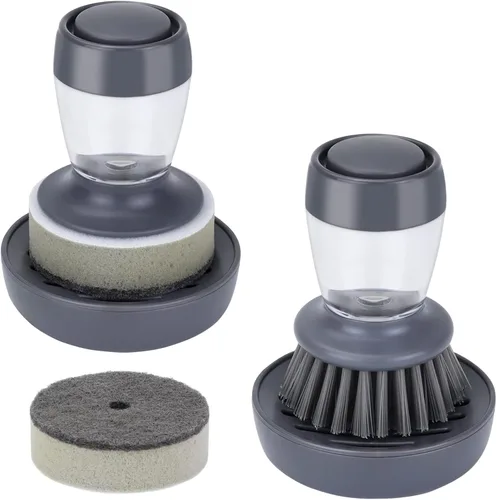 DAPOWER Cepillo para platos con dispensador de jabón, cepillo de fregar de cocina para platos, ollas, sartenes, limpieza del fregadero, cepillo