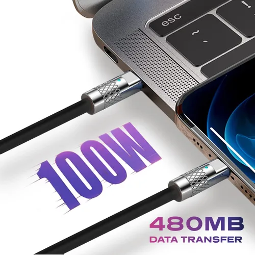 Vista 2 de Statik TsumoCharge - Cable USB C a USB C de 100 W de carga rápida, silicona resistente e irrompible, soporta transferencia de datos cable tipo C a