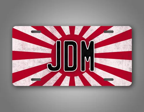 Vista 2 de Placa de matrícula de bandera japonesa JDM Rising Sun Auto Tag Vintage Grunge