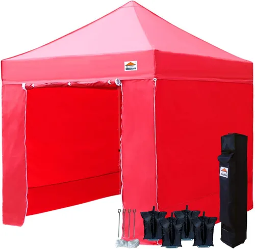 Vista 7 de Tienda de campaña desplegable Ez de 10 x 10 pies, refugio instantáneo comercial con bolsa de transporte resistente y 4 paredes laterales extraíbles