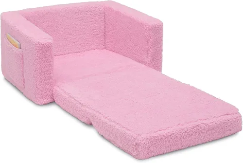 Vista 9 de Delta Children Cozee - Silla convertible 2 en 1 de sherpa abatible para niños, color rosa