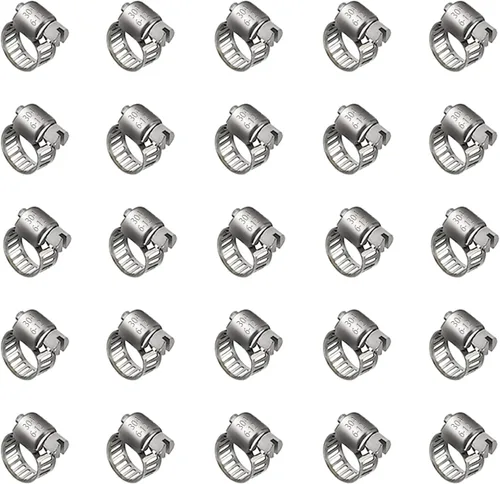 Vista 8 de Paquete de 10 abrazaderas de manguera de acero inoxidable, abrazaderas de manguera de metal con engranaje helicoidal de 1-1/2 pulgadas a 2-1/2