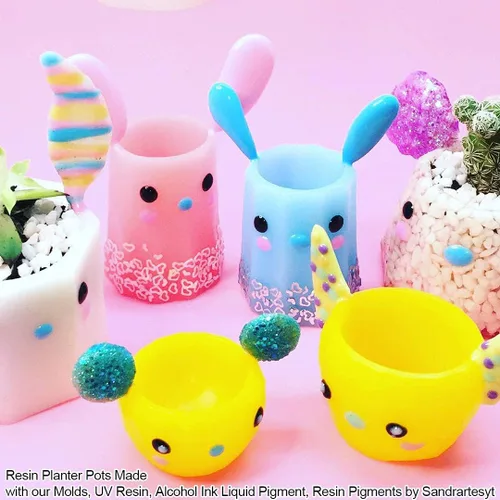 Vista 7 de Funshowcase Moldes de silicona octágonos y redondos para macetas, 6 unidades, para resina epoxi, hormigón, arcilla, suculentas, tazón, cenicero